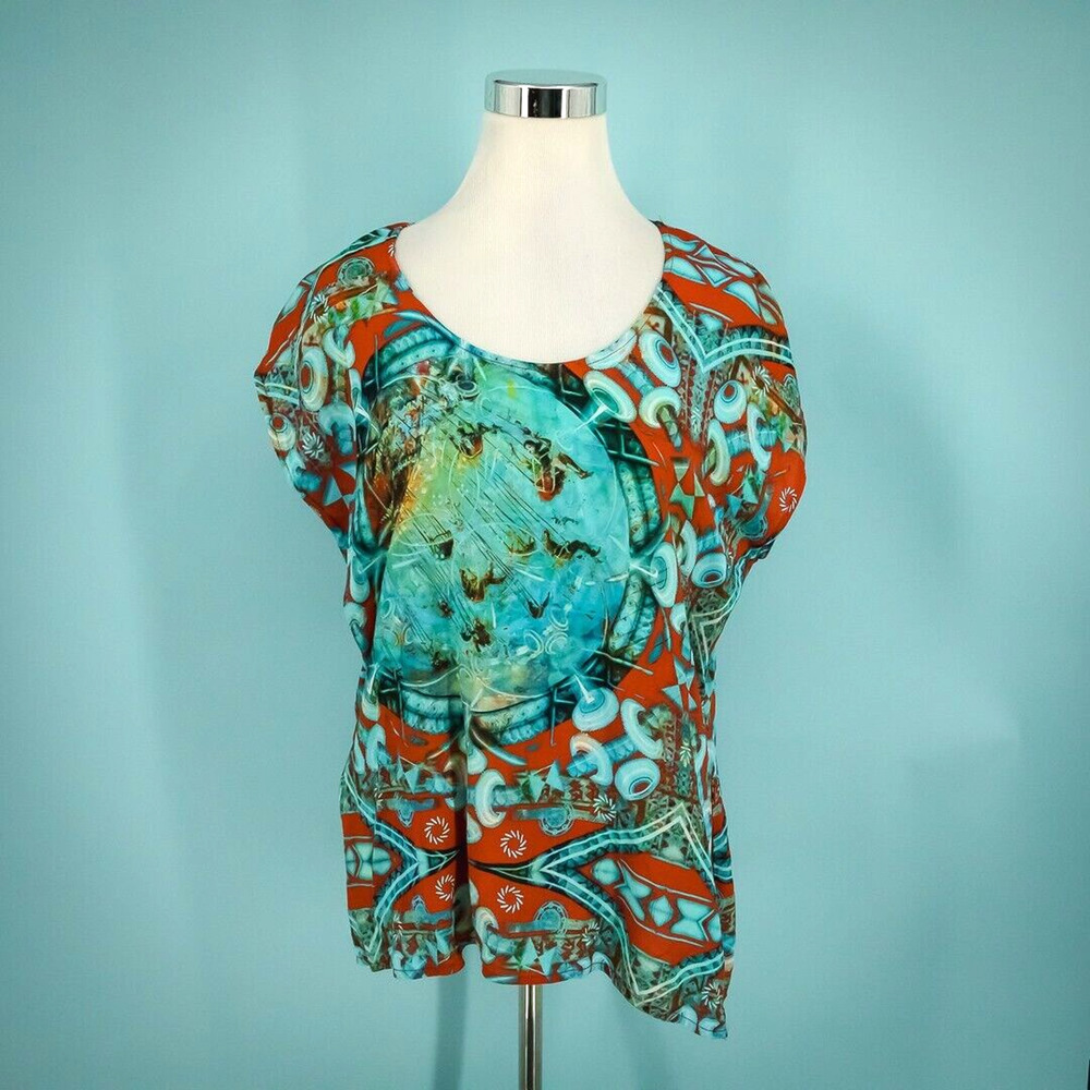 Aventures Des Toiles 40 Size Large L 10-12 US Carnival Swing Short Sleeve Top